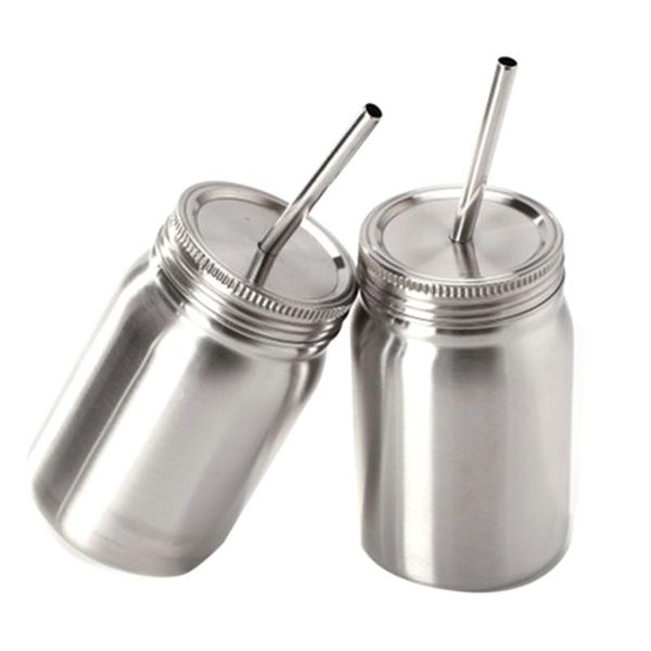 

piece set of single and double layer stainless steel mason jar with straw bottle cup storage bottles & jars