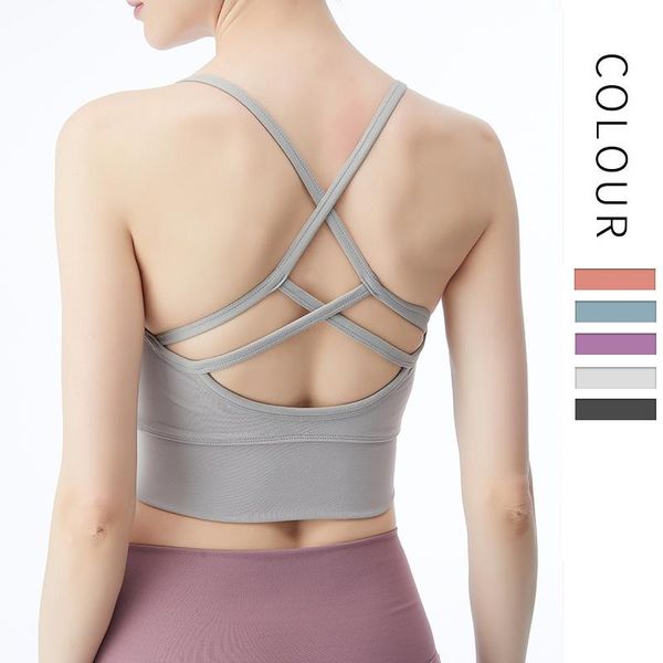 

yoga outfit crisscross back bras gym workout fitness strappy sports bra