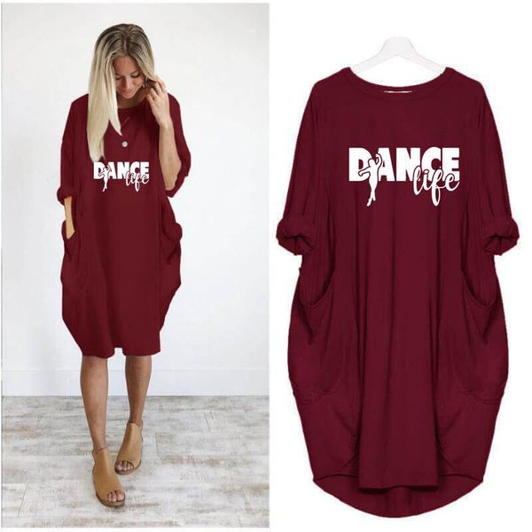 

fashion dance life cartoon letter print dress for female harajuku long sleeve vintage women femme lover summer gift casual dresses, Black;gray