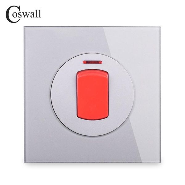 

smart home control coswall grey gray 20a dp switch with neon glass panel for water heater on / off wall air conditioner r11 series