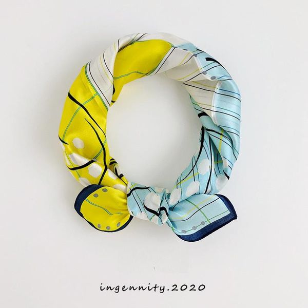 

scarves 2021 fashion head scarf women flower petals print 100% pure silk square hijab female bandanas kerchief for ladies 52*52, Blue;gray