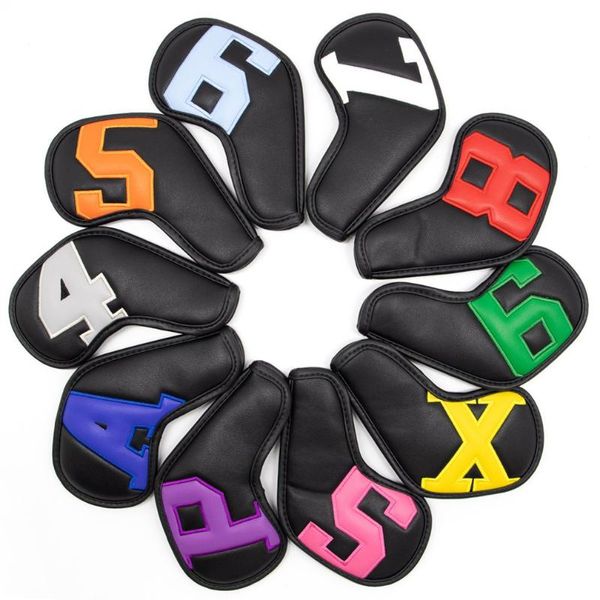 

complete set of clubs wave iron cover 10pcs pu leather waterproof golf club head cap factory direct sales customization