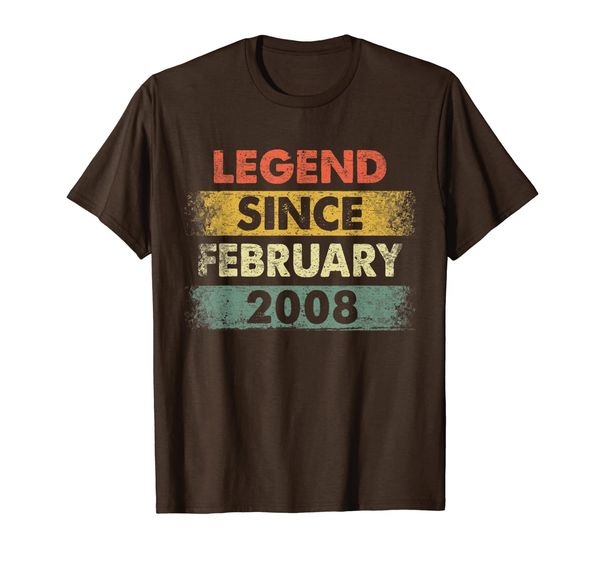 

vintage legend since february 2008 12th birthday t-shirt, White;black
