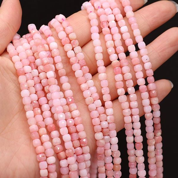 

other natural pink opal stone beads faceted loose spacer square for jewelry making diy bracelet 4mm strands wholesale