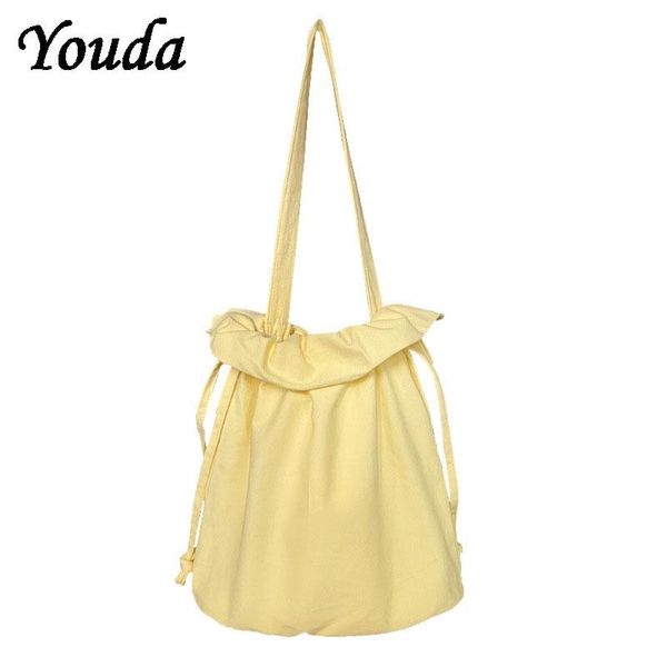 

evening bags shopping women solid color drawstring casual adjustable wrist packet ins cute students shopper canvas bag simple korean sty
