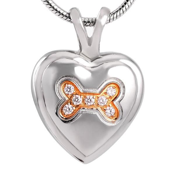 

never fade 316l stainless steel keepsake cremation necklace for ashes design bone in heart memorial pendant pet necklaces, Silver