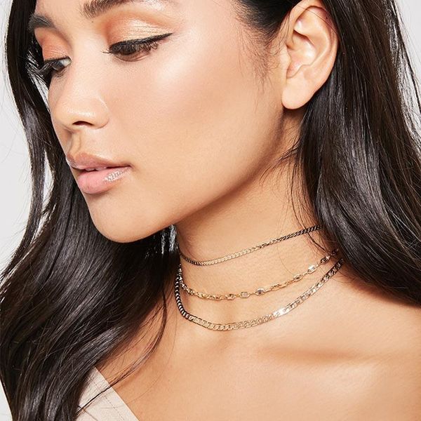 

chains fashion multi layer chain clavicle women sports style gold and silver two color alloy necklace girl party jewelry