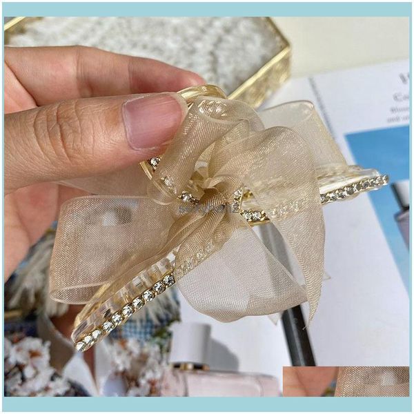 

clips & barrettes jewelry lace ribbon bow rhinestone claw pin girls women clip hair aessories drop delivery 2021 ewm8g, Golden;silver