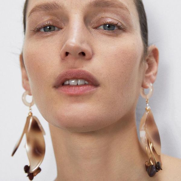 

elegant acrylic flower dangle earring for woman charm leopard leaf statement drop earring girl party jewelry accessory, Silver