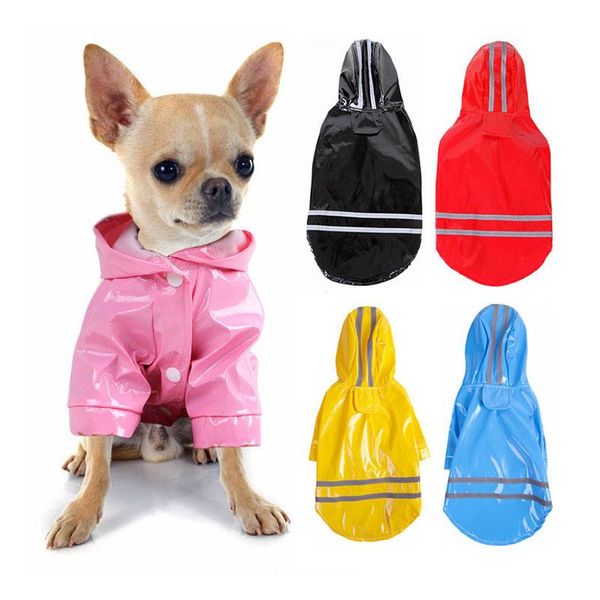 

dog apparel pet rain gear pu reflective lovely raincoat with fashion designer suitable for labrador samoyed pug cats and dogs universal