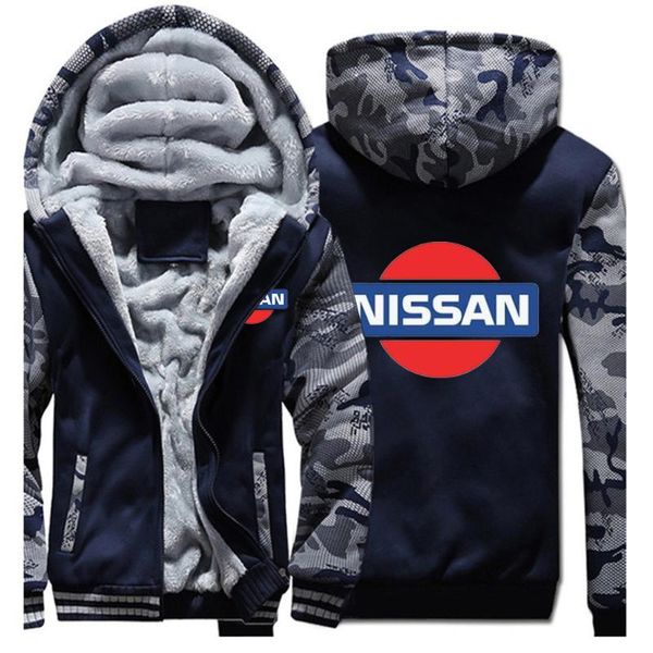 

men's hoodies & sweatshirts 2021 nissan print sportwear male cotton flesh man's casual coats warm zipper thicken fleece jackets, Black