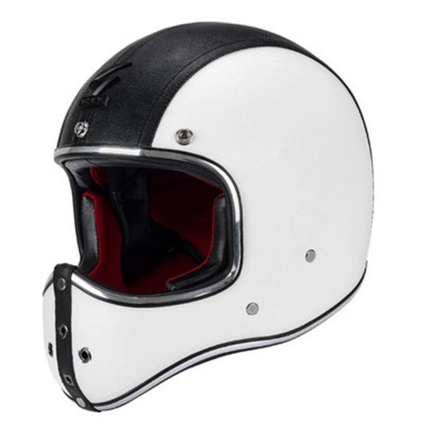 

motorcycle helmets men vintage pu leather full face helmet moto dot approved cafe racer chopper accessories