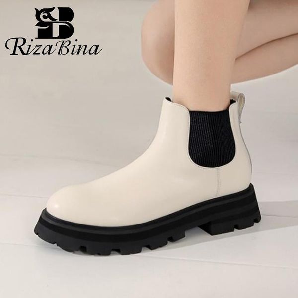 

boots rizabina women ankle real leather mix color shoes for winter autumn fashion footwear day size 35-40, Black