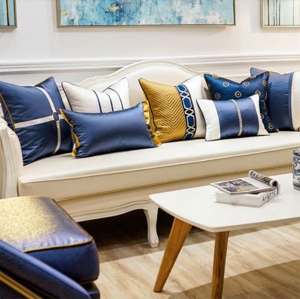 

vintage blue yellow pillow/almofadas case,modern design seat back cushion cover 45 50 60,fashion decorative throw pillow case cushion/decora