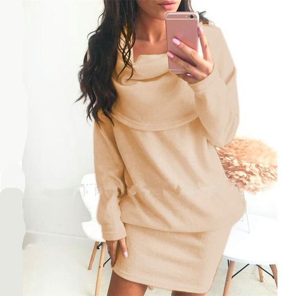 

casual dresses sweater dress women party clothes o-neck plus size long sleeve straight solid autumn winter harajuku robe fille 5xl, Black;gray