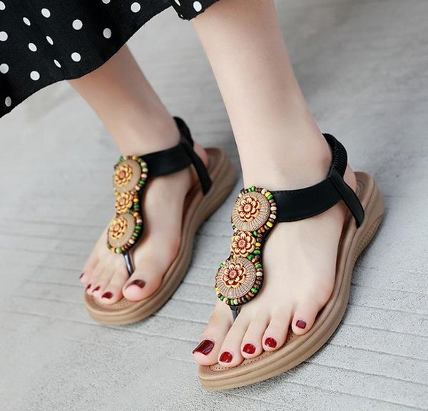 

sandals beach low heel shoes woman slides women summer flip thong slippers plus size sandalias mujer sapato feminino sa0184, Black