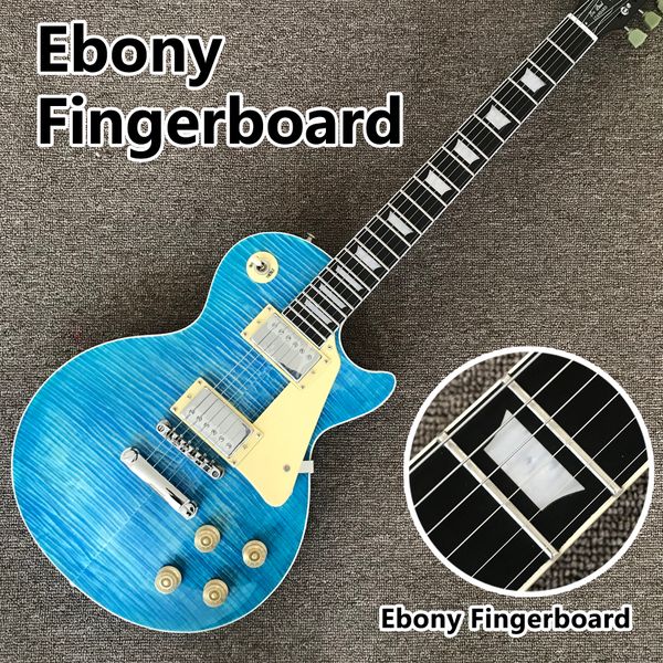 

ebony fingerboard electric guitar, blue maple solid mahogany body electric guitar
