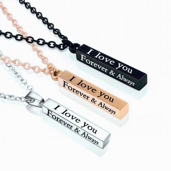 

pendant necklaces letter necklace i love you forever&always personality date neckalces for husband girlfriend jewelry gift stainless steel, Silver