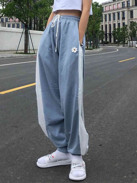

capris 2021 female oversize leg drop slacks high street streerwear fashion feminine black pants, Black;white