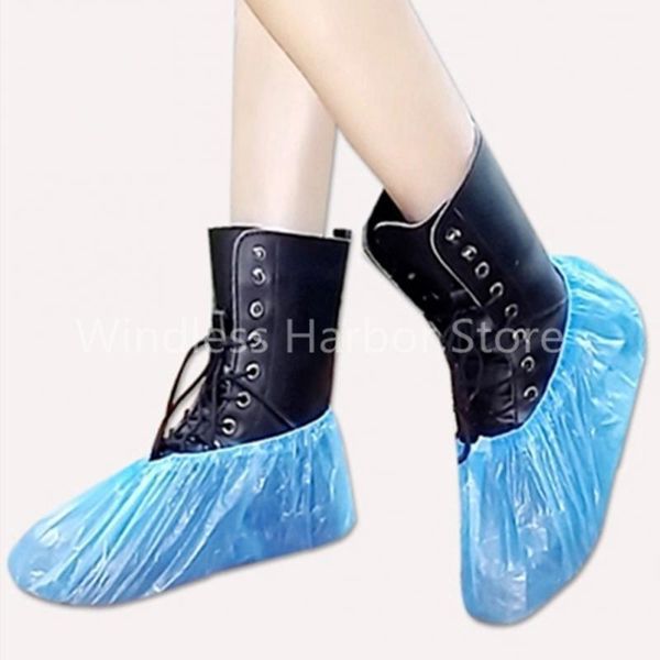 

disposable t-buckle overshoes for automatic shoe cover dispensers dustproof boot covers waterproof plastic and non-woven indoor
