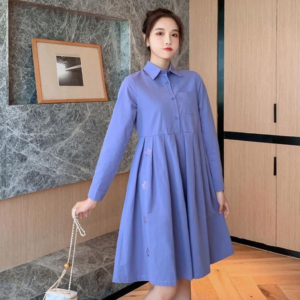 

maternity dresses 3910# clothes spring autumn long sleeve slimming easy matching loose dress for pregnant women mom, White