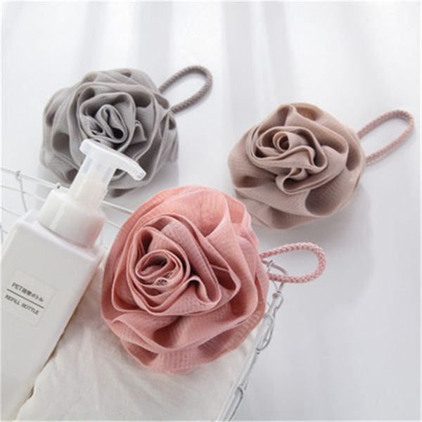 Spugne da bagno con fiori di rosa Palline Designer Bubble Cleaning Net Loofah Shower Soft Girl Accessori da bagno
