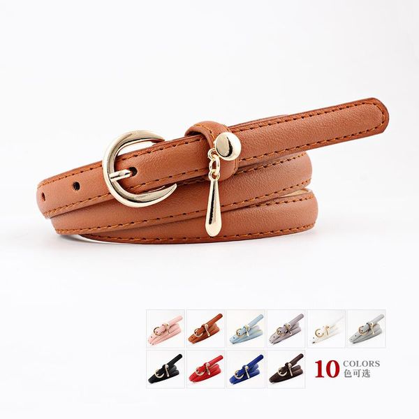 

belts fashion women strap with gold pendant casual ladies for jeans dress decorative pin buckles leather belt, Black;brown