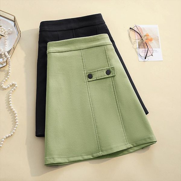 

skirts 4xl solid color green black mini female plus large size oversized women's clothes 2021 spring summer style autumn vintage