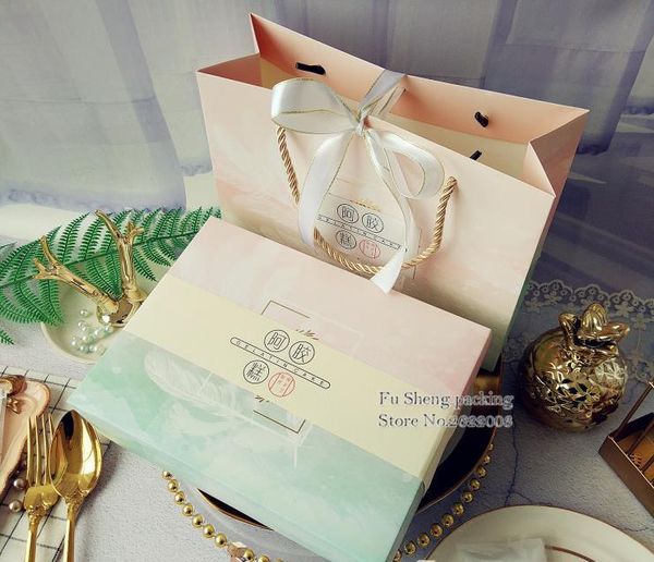 

gift wrap 22x15x7cm originality green love starry sky cake box with open window, chocolate muffin biscuits for cookie