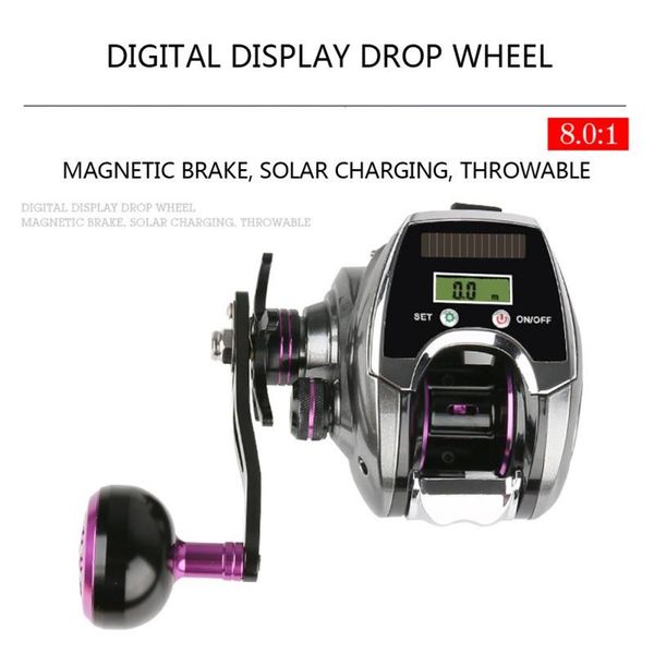 

baitcasting fishing reel digital display water drop wheel gear ratio 8.0:1 rod left right hand reels