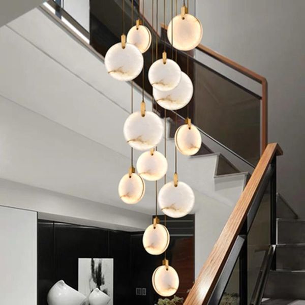 

pendant lamps gold led chandelier modern marble lamp ac110v 220v long staircase chandeliers bar lights