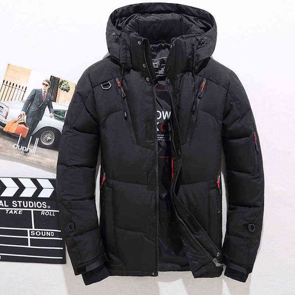 

men's winter jackets of men's parka, white down jacket with hood, outdoor, thick, warm, quilted, embellished snow y1103, Black