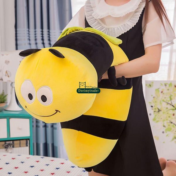 

dorimytrader big new lovely animal little bee plush doll stuffed cartoon yellow honeybee toy pillow gift for kids decoration dy61813