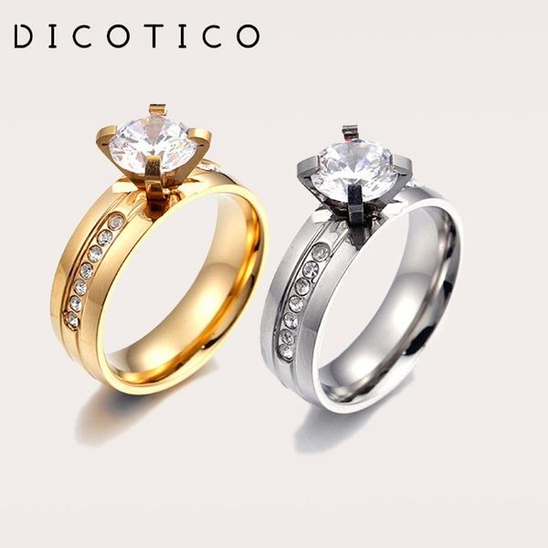 

wedding rings dicotico dubai gold for women rhinestone & stainless steel finger bridal engagement jewelry, Slivery;golden