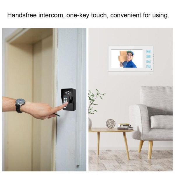 

other door hardware rfid phone 7in wired video intercom doorbell 1 camera 2 lcd monitor with fingerprint password bell waterproof