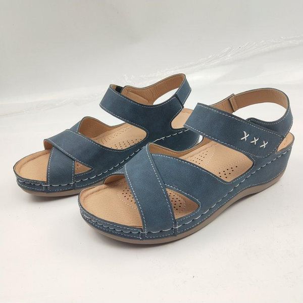 

sandals woman summer vintage wedge casual sewing women shoes ladies simplicity thick bottom beach all-match 2021, Black