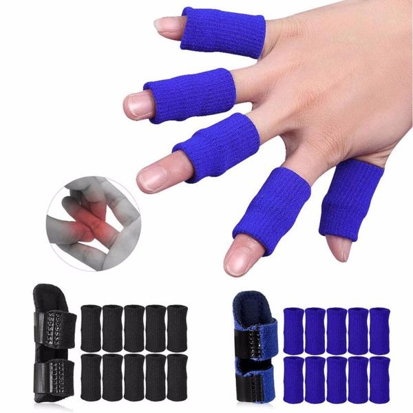 

wrist support 11pcs/set finger guard sleeve splint suit adjustable for trigger arthritis and ligament pain, Black;red