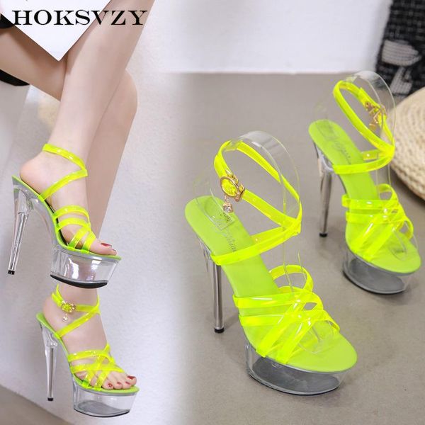 

summer super high heels 15cm stiletto platform sandals women's transparent crystal shoes wedding lfd, Black