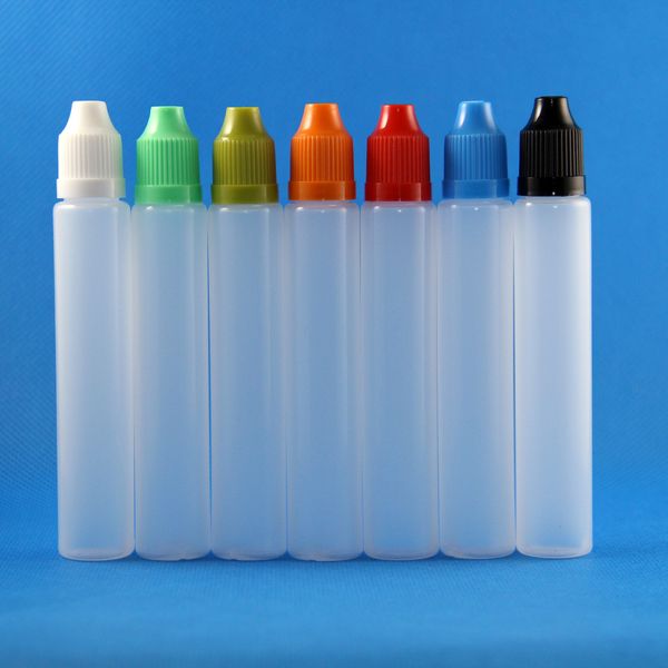 100 компл./лот, 30 мл, пластиковые бутылки-капельницы UNICORN, длинная ручка в форме детской крышки, безопасная длинная тонкая насадка для жидкого сока, лосьон, флюсовое масло, упаковка 30 мл