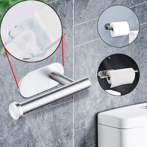 

toilet paper holders stainless steel roll stand holder self adhesive no-drill kitchen tissue towel bathroom metal organizer racks