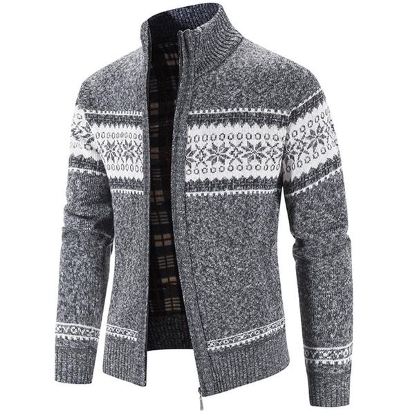 

men's jackets winter fashion jacket plus velvet thick knit stand collar zipper, Black;brown