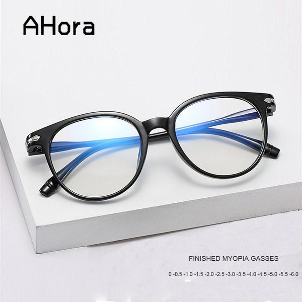 

fashion sunglasses frames ahora classic round finished myopia glasses women&men clear lens nearsighted eyewear eyeglasses 0 -0.5-1.0...-5.5-, Black