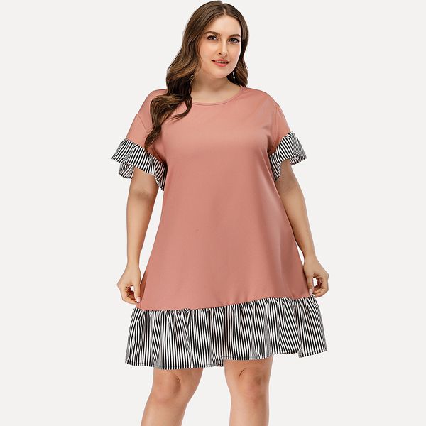 

women's plus size hy863032# loose solid color patchwork for women
