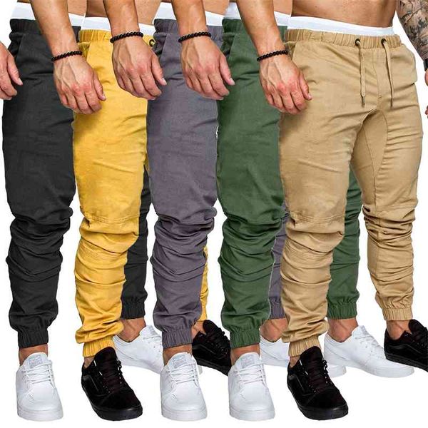 

casual pants men 2020 solid color elastic sportswear leggings men's trousers, Black