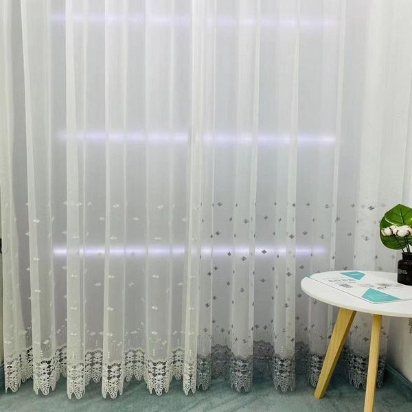 

curtain & drapes white embroidery geometry tulle window curtains living room hollow sheer for bedroom europe voile kitchen customize
