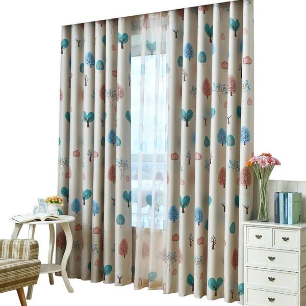 

curtain & drapes modern and simple pastoral style cute exquisite cartoon tree printing high shading curtains for living room bedroom
