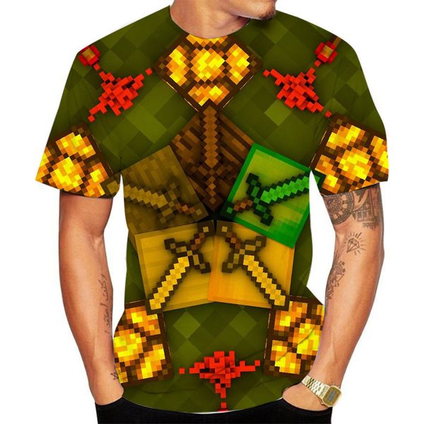 

three-dimensional cross pattern men's 3d t-shirt short-sleeved party street crew neck summer minecraft, White;black