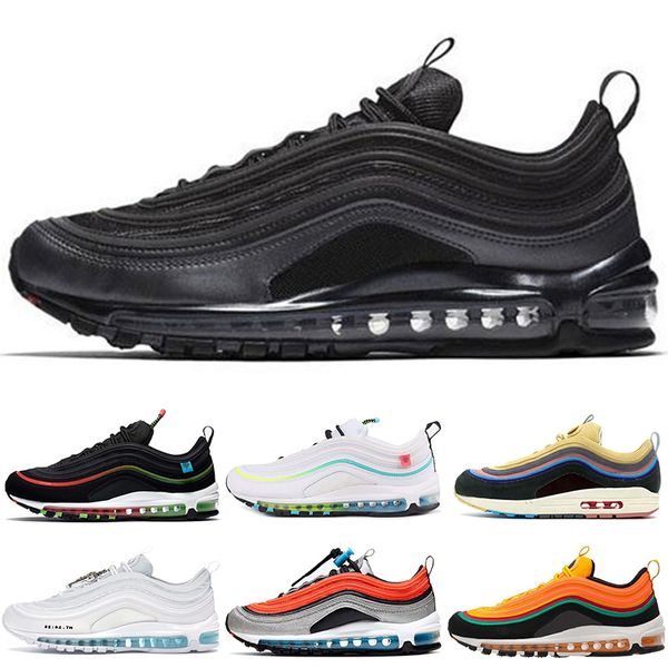 

97 Running shoes men women UNDEFEATED-Black worldwide white Sean Wotherspoon MSCHF x INRI Jesus sky sunburst sneakers outdoor trainers sports size 36-45, Bright citron