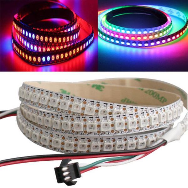 

1/2/3/4/5m ws2812b dc5v waterproof led pixel strip light 2812 ic built-in individually addressable rgb tape lamp 30/60/144leds/m strips