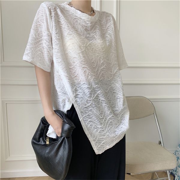 

women's blouses & shirts hzirip solid dividing loose lines female t-shirts office lady oversize arrival in fashion casual summer llnj, White